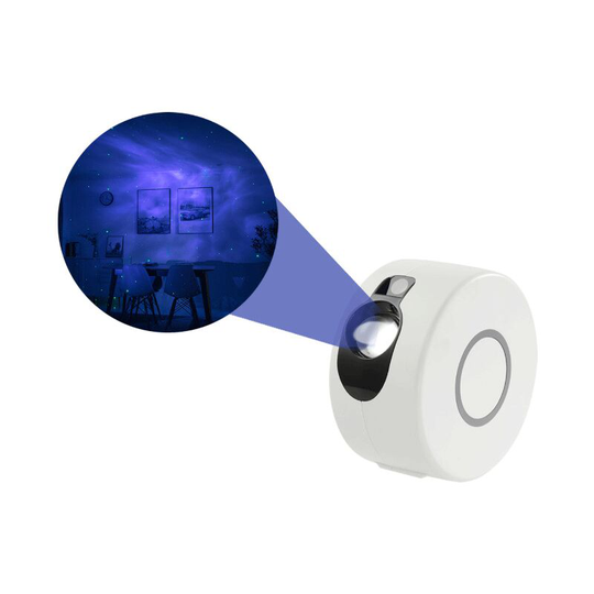 LED Star Projector Lamp, Nightlight Projector with Ocean Wave Moon and Galaxy Star Night Light, USB Rechargeable (white)