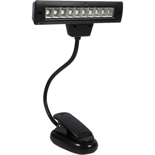 Aougo - Clip on Book Lights Music Stand Clamp 10 led Orchestra Light Adjustable Desk Reading Lamp 110V~220V(1)