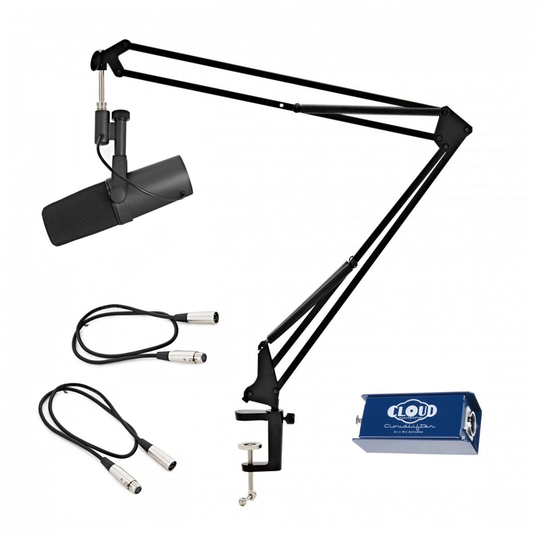 Shure SM7B Microphone with Cloudlifter and Heavy Duty Studio Arm