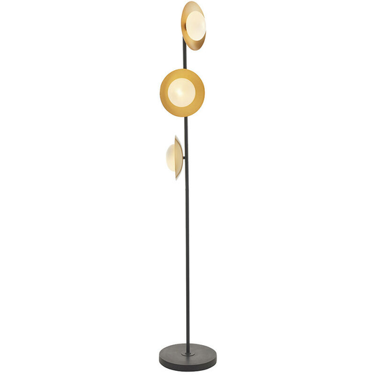Merano Tivoli 3 Light Floor Lamp Gold & Dark Bronze Finish With Opal Glass
