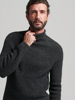 Superdry Studios Chunky Roll Neck Jumper - Black, Black, Size L, Men