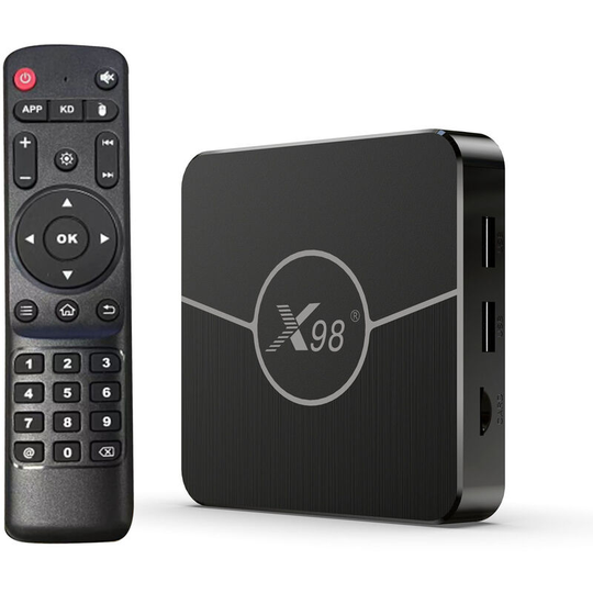 X98 Plus Android 11.0 Smart TV Box Amlogic S905W2 UHD 4K Media Player 2.4G/5G Dual-band WiFi BT AV1 VP9 H.265 Decoding Digital Display Remote