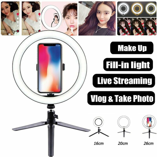 16cm led Studio Camera Ring Light 3 couleurs Dimmable Photo Video Shoot Lamp Kit (mini lampe 16cm sans trépied)