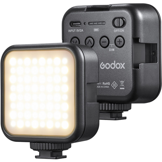 Godox - LED6Bi Bi-color Temperature led Video Light Rechargeable Mini Fill-in Light 3200K-6500K Dimmable Support Magnetic Adsorption