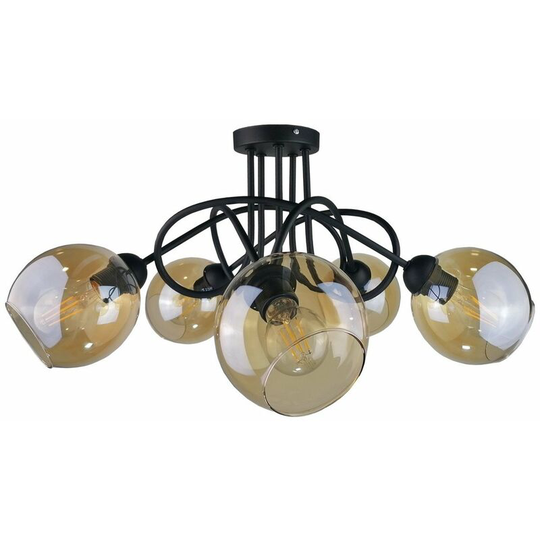 Keter Venus Multi Arm Semi Flush Ceiling Light Black, 70cm, 5x E27
