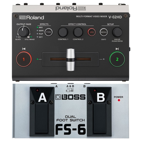 Roland V-02HD Multi-Format Video Mixer with Footswitch