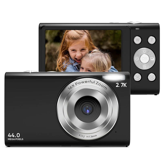 Digital Camera, Autofocus Vlogging Camera HD 2.7K 48MP with 2.8" Large Screen, 16X Digital Zoom, Portable Mini Camera for Photography, Youtube