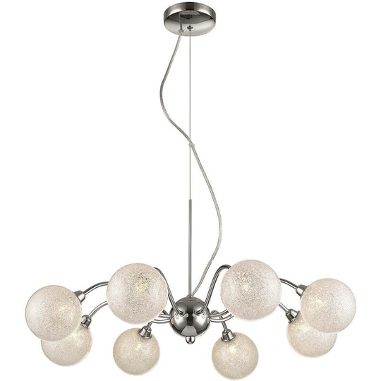 8 Light Multi Arm Ceiling Pendant Chrome Glass Eight, G9 - Spring Lighting