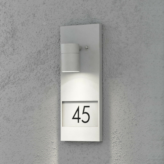 Konstsmide Modena Outdoor Modern House Number Wall Light Grey, IP44