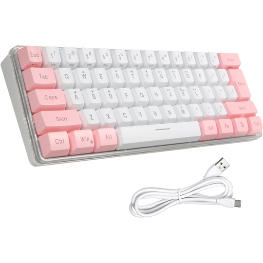 61 Keys Wired Keyboard Membrane Keyboard Compact Design rgb Backlight Effect with Multimedia Shortcuts Detachable Data Cable