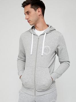 Jack & Jones Jack & Jones Small Logo Zip Thru Hoodie - Light Grey Melange, Light Grey Melange, Size 2Xl, Men