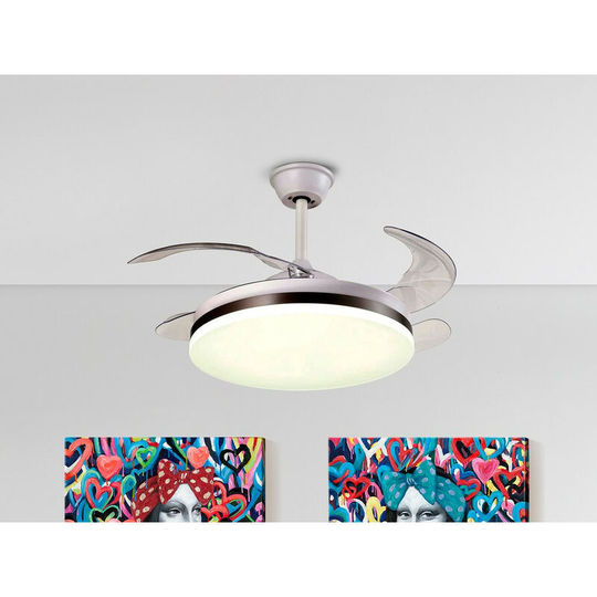 Schuller Vento 6 Speed Ceiling Fan White with led Light, Retractable Blades with Remote Control, Timer & Reversible Functions