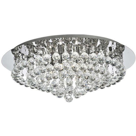 Searchlight Hanna - 8 Light Semi Flush Ceiling Light Chrome with Crystals, G9