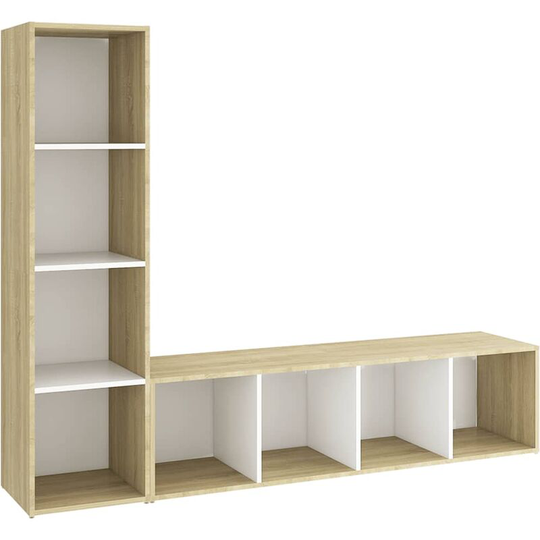 TV Cabinets 2pcs White & Sonoma Oak 142.5x35x36.5cm Engineered Wood vidaXL - White