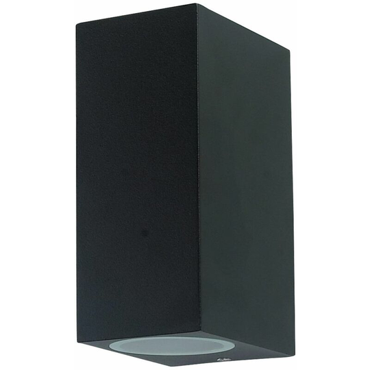 First Choice Lighting - Falmouth - Black Up Down Outdoor IP44 Wall Light - Black and clear glass