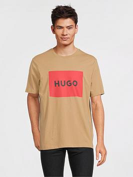 HUGO Dulive Large Logo T-shirt - Light Brown, Light Brown, Size Xs, Men