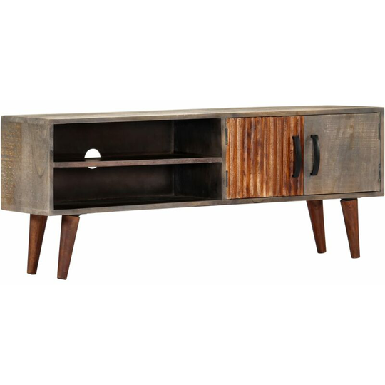 TV Cabinet Grey 130x30x46 cm Solid Rough Mango Wood vidaXL - Grey