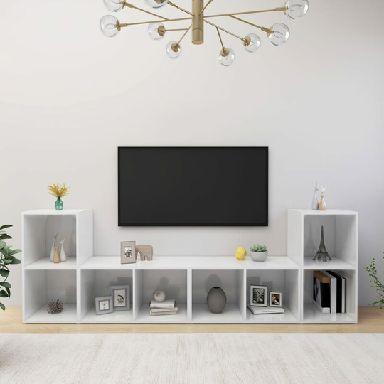 Topdeal - tv Cabinets 4 pcs High Gloss White 72x35x36.5 cm Chipboard FF3079976_UK