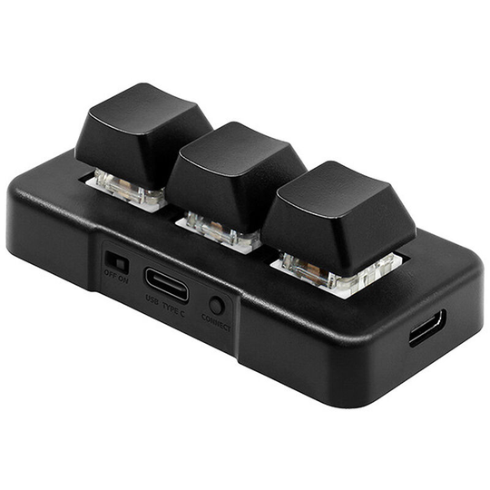 Asupermall - MK321U 3-key Wired Mini Customized Keyboard with Mechanical Blue Switch Detachable Data Cable for Office Game Multimedia Black,Black
