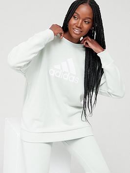 adidas Future Icons Badge Of Sport Crew Sweat Top - Light Green, Light Green, Size Xs, Women
