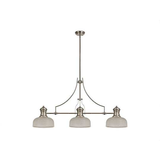 Luminosa Lighting - 3 Light Telescopic Ceiling Pendant E27 With 26.5cm Prismatic Glass Shade, Polished Nickel, Clear