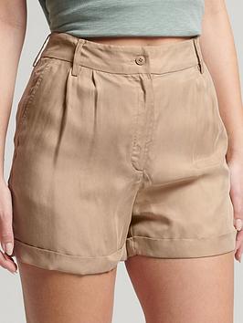 Superdry Studios Cupro Short - Beige, Beige, Size 8, Women