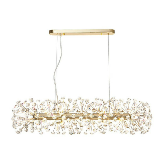 Luminosa Lighting - Luminosa Oblong Linear Pendant 10 Light G9 French Gold, Crystal