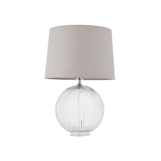 Endon Directory Lighting - Endon Lighting Jemma & Mia - Table Lamp Clear Ribbed Glass & Natural Linen 1 Light IP20 - E27