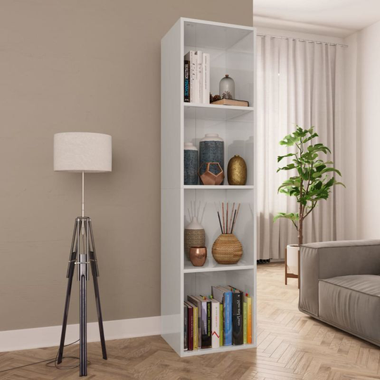 Hommoo - Book Cabinet/TV Cabinet High Gloss White 36x30x143 cm Chipboard VD31179