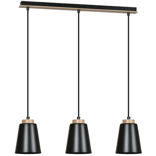 Emibig Lighting - Emibig Bolero Black Bar Pendant Ceiling Light 3x E27
