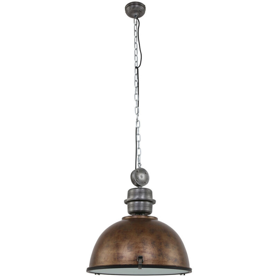 Sienna Tough Guy Dome Pendant Ceiling Lights Brown Spotted, Glass Matt, Metal