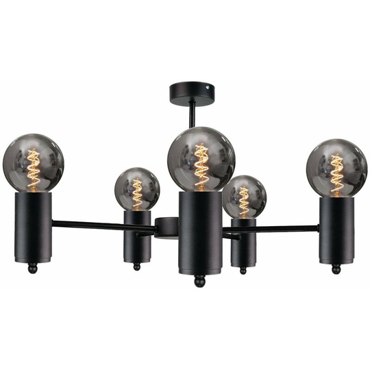 Keter Arde Multi Arm Semi Flush Ceiling Light Black, 60cm, 5x E27