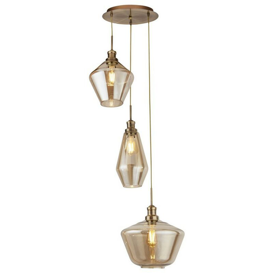 Searchlight mia - 3 Light Cluster Drop Ceiling Pendant Champagne Glass