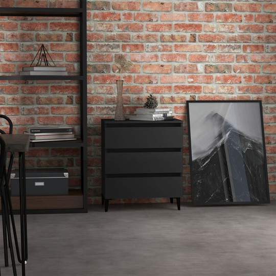 Sideboard High Gloss Grey 60x35x69 cm Chipboard