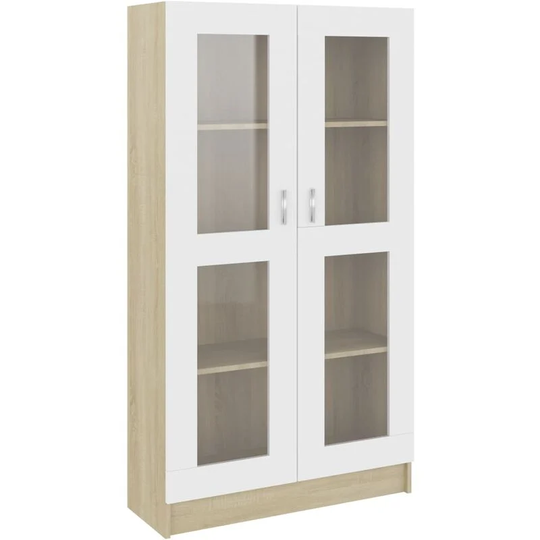 Vidaxl - Vitrine Cabinet White and Sonoma Oak 82.5x30.5x150 cm Engineered Wood White