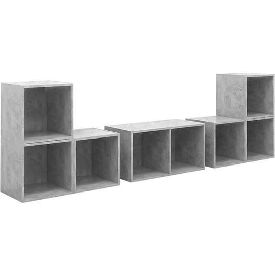 6 Piece tv Cabinet Set Concrete Grey Engineered Wood Vidaxl Grey