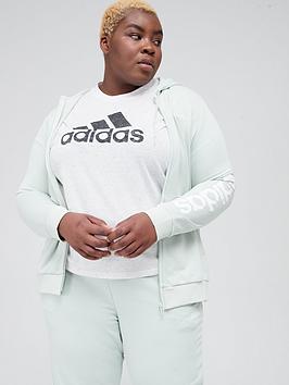Adidas Linear Full Zip Hoodie (Plus Size) - Light Green