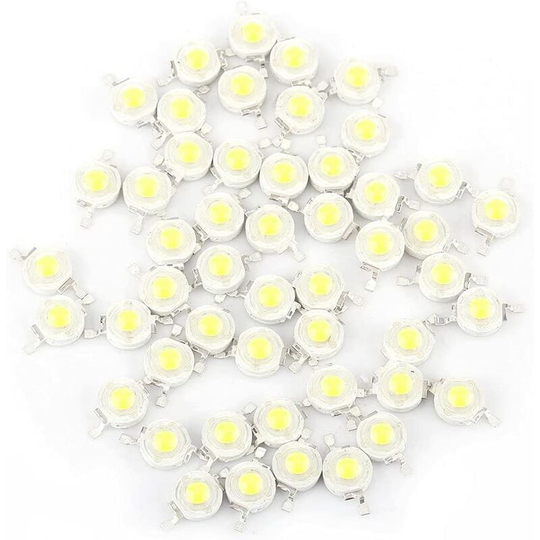 Perle Rare - 50pcs High Power led Chip, Super Bright cob smd Emitters with 1W Diode Bulb Bead diy Lighting for Projector Light, 1W High Power