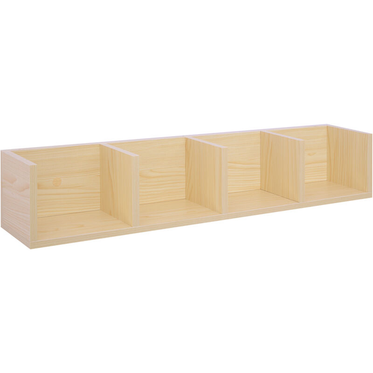HOMCOM Wooden Wall-Mounted Storage Media Display Shelf Center Rack, Natural - Natural wood finish