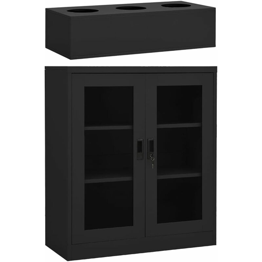 Office Cabinet with Planter Box Anthracite 90x40x128 cm Steel Vidaxl Anthracite