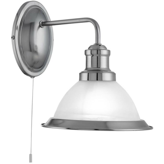 Searchlight Bistro - 1 Light Wall Light Satin Silver with Acid Glass Shade, E27