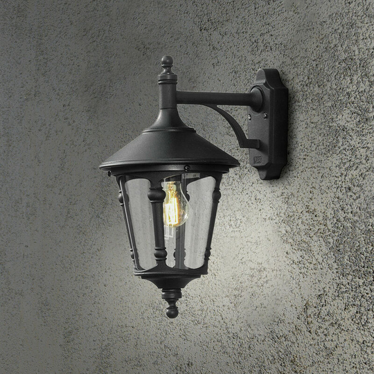 Konstsmide Virgo Outdoor Classic Lantern Matt Black Wall Light, IP23