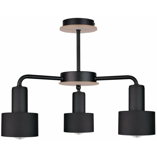 Keter Luce Multi Arm Semi Flush Ceiling Light Black, Wood, 44cm, 3x E27