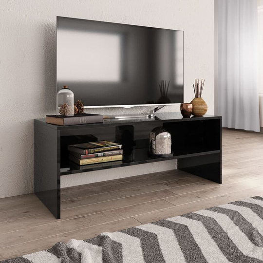 TV Cabinet High Gloss Black 100x40x40 cm Chipboard