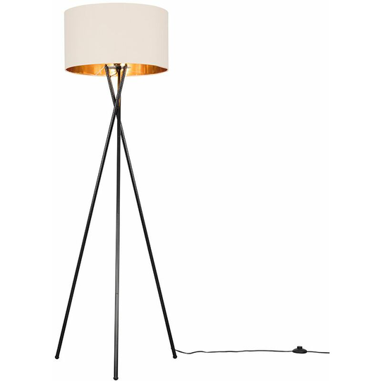 Minisun - led Metal Tripod Floor Lamp - Fawn & Gold