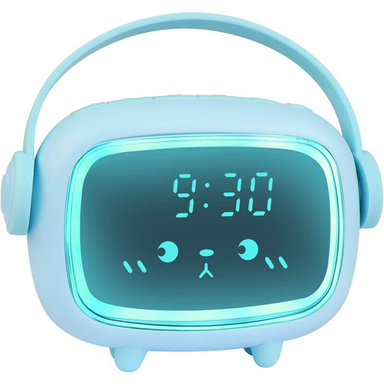Aougo - led Digital Alarm Clock, Adjustable Digital Alarm Clock, Screen Brightness Timer Night Light Countdown Voice Control Charging Clock (Blue)