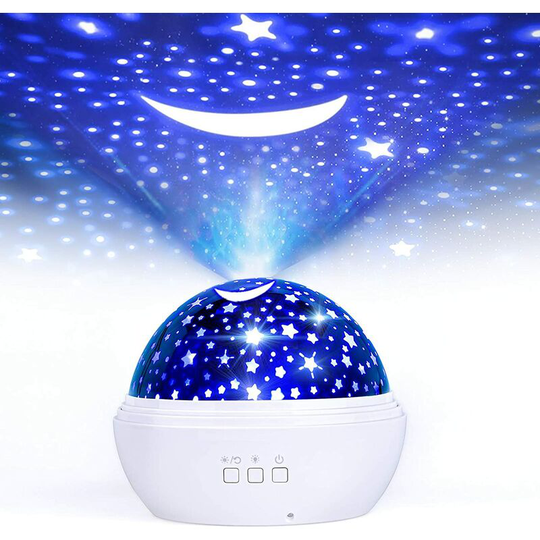 Perle Rare - Child Star Sky Projector, Baby Projector Night Light, 360°Rotating Projector Star Lamp, 8 Colors, Baby Bedside Night Light For Gift,White
