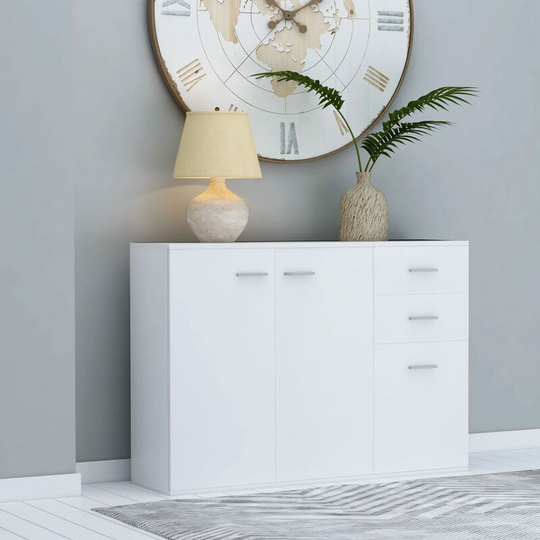 Topdeal Sideboard White 105x30x75 cm Chipboard FF800693_UK