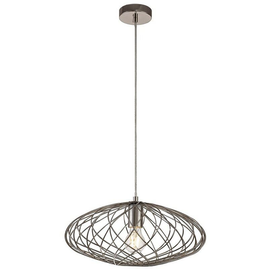 Elliptical Caged Spherical Ceiling Pendant, 1 x E27, Polished Nickel - Luminosa Lighting