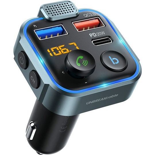 Perle Rare - Bluetooth 5.0 fm Transmitter for Car, [pd 20W + qc 3.0] [ Louder Microphone and HiFi Bass Sound ] Car Cigarette Lighter Radio Music